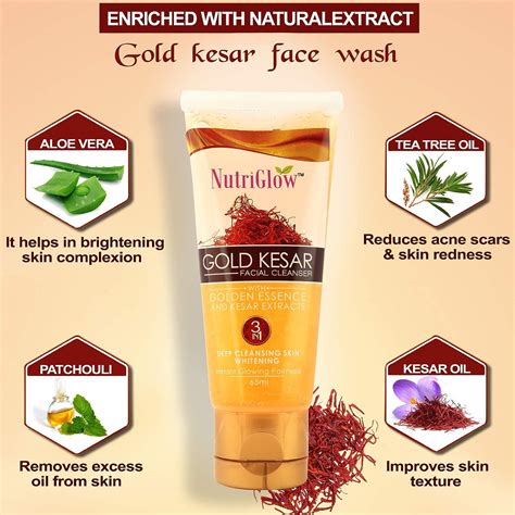 NutriGlow Gold Kesar Facial Kit And Face Wash For Glowing And Nourished