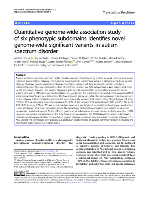 Pdf Quantitative Genome Wide Association Study Of Six Phenotypic