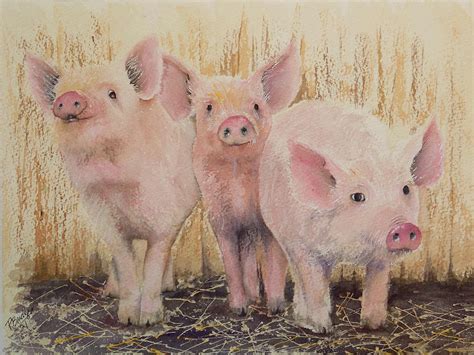 Three Little Pigs Painting By Paula Bridges Fine Art America