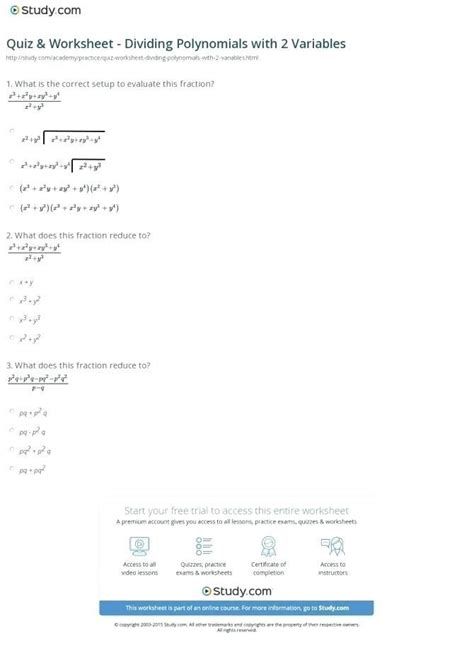 Dividing Polynomials Using Synthetic Division Worksheet Answers Chart Sheet Gallery