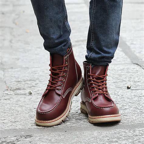 Autumn New Designer Boots Men Leisure Lace Up Tall Boots Mens Leather