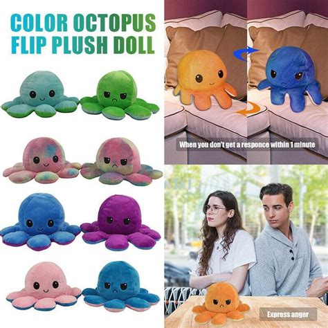 Toys And Games Reversible Cat Plush Double Sidedmoody Happy Flip Toycute Soft Squid Stuffed Doll