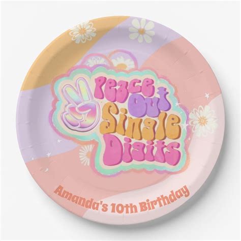 Groovy Peace Out Single Digits 10th Paper Plates Zazzle 10th