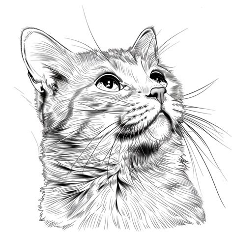 Desenho Realista De Gato Detalhado Para Colorir E Imprimir