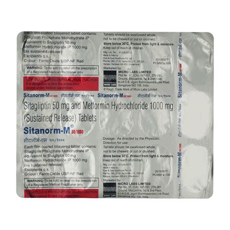 Sitanorm M 50 1000 Mg Tablet 15 S Price Uses Side Effects