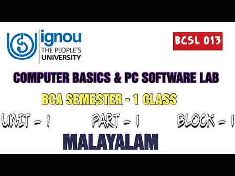 BCSL 013 Computer Basics Pc Software Lab Unit 1 Block 1 Operating