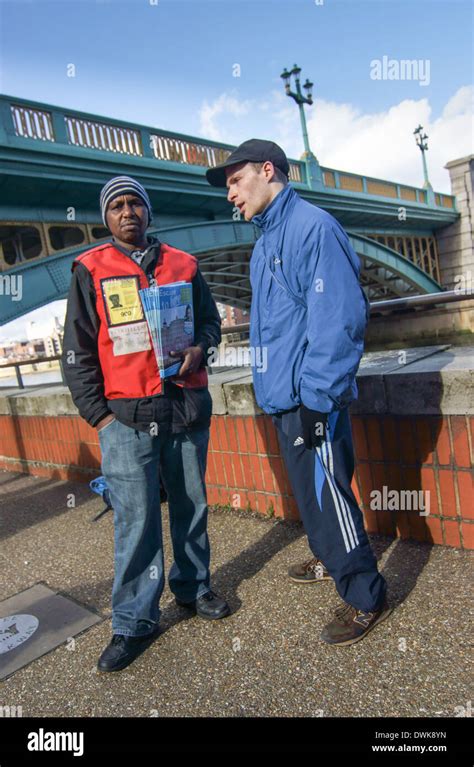 Big Issue Seller Homeless Men In London Stock Photo Alamy