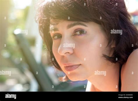 The Woman Looks Suspicious Portrait Incredulous Brunette Woman Stock Photo Alamy