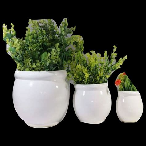 Plain White F0297 Decorative Ceramic Flower Pot For Indoor At Rs 451