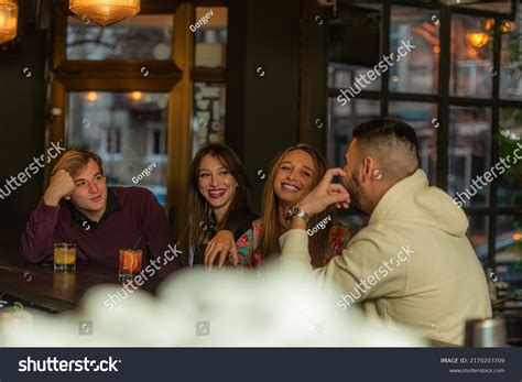 Two Amazing Beautiful Couples Laughing Together Stock Photo 2170203709 ...