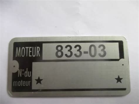 PANNEAU TYPE RENAULT Moteur Sign Identifiant Plaque Moteur 833 03 Targa