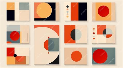 Premium Ai Image Geometric Art Poster With Squares And Circles Shapes