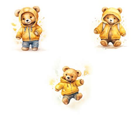 20 Watercolor Teddy Bear Clipart Cute Teddy Bear Bundle Etsy