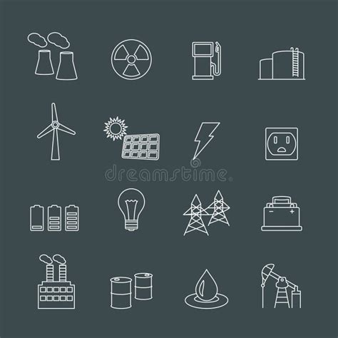 Energy Power Pictograms Collection Stock Vector Illustration Of Flat