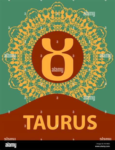 Taurus Zodiac Icon With Mandala Print Vector Illustration Stock