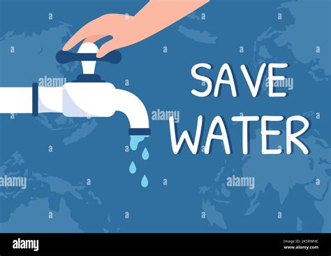 Water Saving Templates Hand Drawn Flat Cartoon Illustration For Mineral