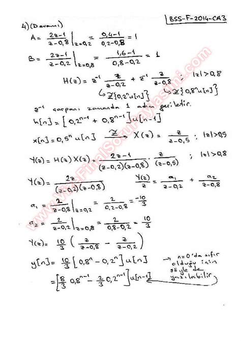 Sinyaller Ve Sistemler Final Soruları Ve Çözümleri Bahar 2014 Sayfa