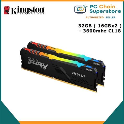 【cod】 Kingston Fury Beast Rgb 32gb 16gbx2 Dual Kit Ddr4 3600mhz Cl18