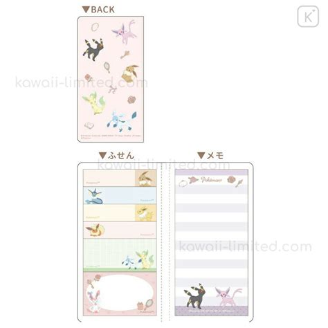 Japan Pokemon Fusen Sticky Notes Memo Pad Eevee Evolution Kawaii