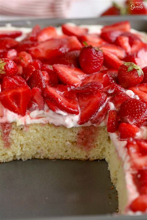 Strawberry Shortcake Sheet Cake Celebrating Sweets