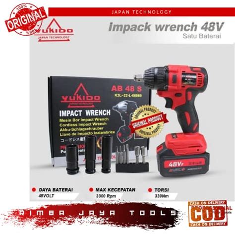 Jual Cordless Impact Wrench 48v Brushless Yukido 48s Bor Obeng Kunci 48