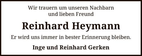 Traueranzeigen Von Reinhard Heymann Trauer Kreiszeitung De