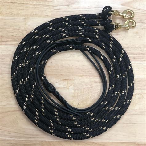 6 Ft Rope Reins Black And Gold Lanskeys Saddlery