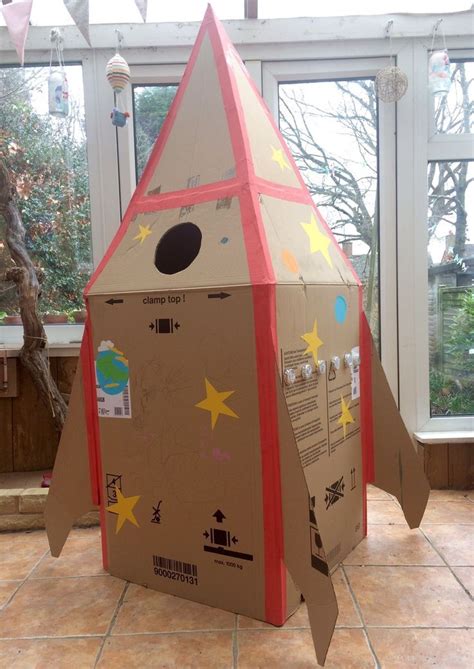 Diy Cardboard Space Rocket In Cardboard Box Crafts Cardboard