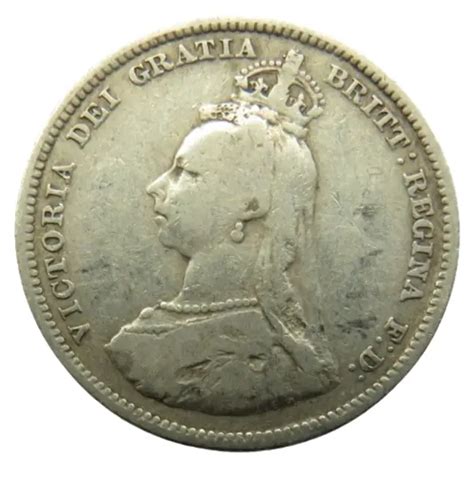 1887 KÖNIGIN VICTORIA Jubiläumskopf Silberschilling Münze