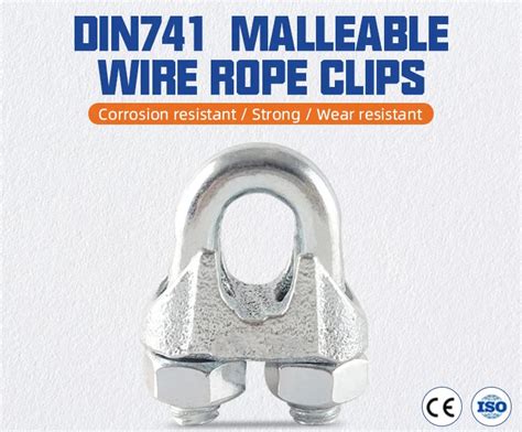 Din741 Malleable Steel Wire Rope Cable Clamps Galvanized Wire Rope Clip