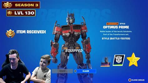 Level Unlocking Free Fortnite Battle Pass New Skin Style Optimus