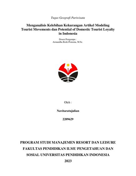 Pdf Menganalisis Kelebihan Kekurangan Artikel Modeling Tourist