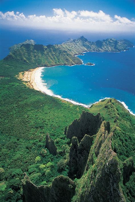 Aerial View On The Bay Of Haatuatua At Nuku Hiva Marquesas Islands