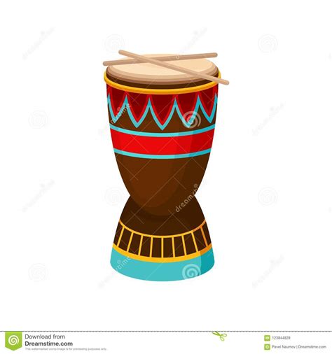 African Drum Djembe With Ethnic Ornament Authentic Symbol Of Africa