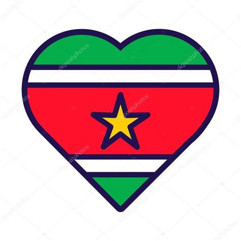 Corazón patriota en colores nacionales de la bandera de Surinam