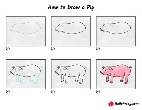 How To Draw A Pig Helloartsy