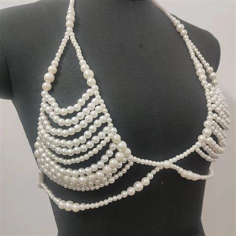 Sexy Pearl Bra Body Chain Pearl Accessory Pearl Bra Etsy Portugal