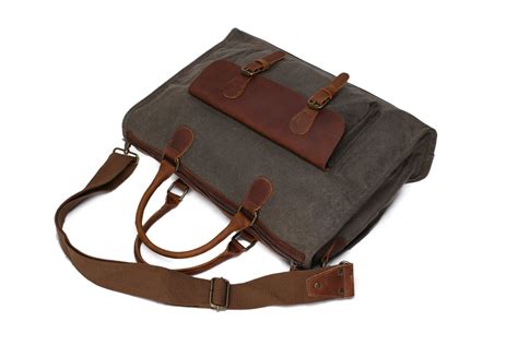 Waxed Canvas Leather Messenger Bag, Laptop Briefcase, Shoulder Bag YD2167 | MoshiLeatherBag ...