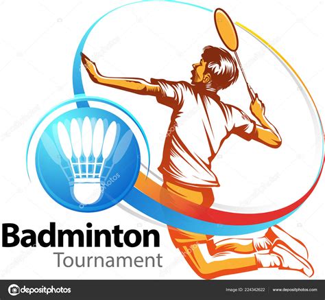 Vector Illustration Badminton Player Action Badminton Tournament Event