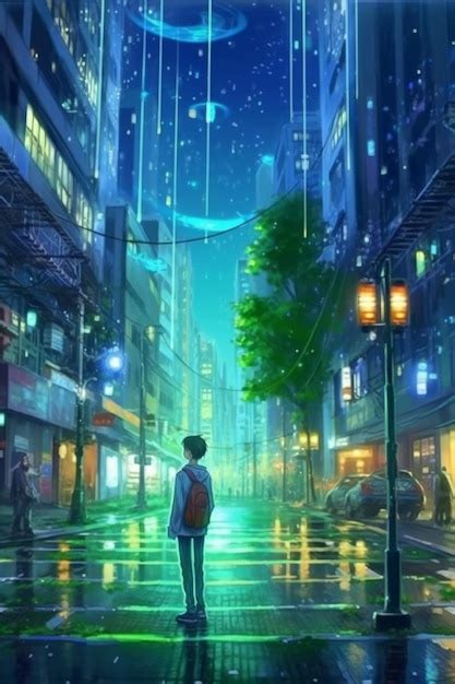 Premium Photo | Stock photo of anime night city street with lights for ...