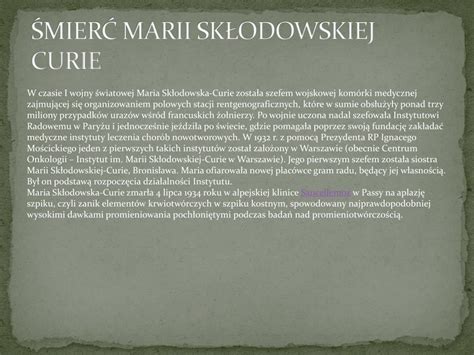 PPT TWÓRCZOŚĆ MARII SKŁODOWSKIEJ CURIE PowerPoint Presentation free