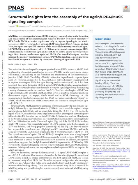 PDF Structural Insights Into The Assembly Of The Agrin LRP4 MuSK