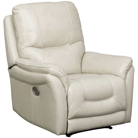 Stolpen Cream Leather Power Recliner | AFW.com