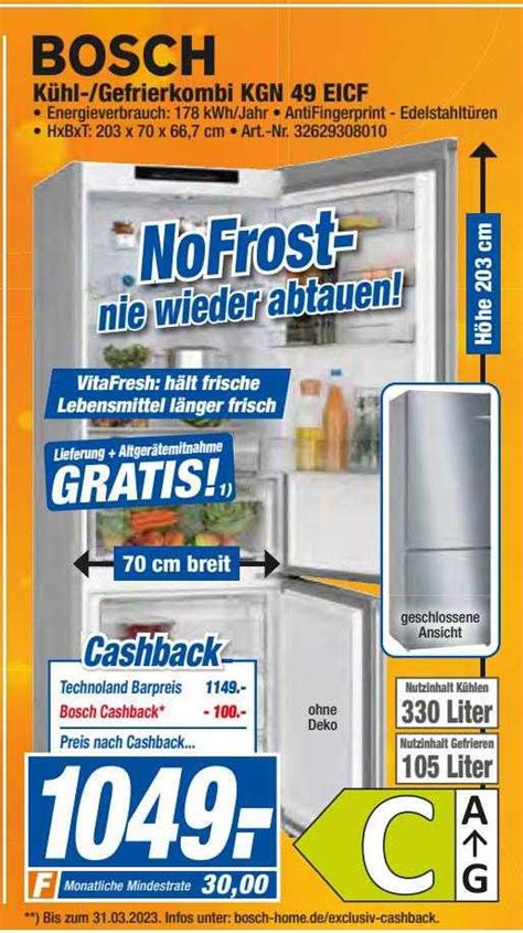 Bosch K Hl Gefrierkombi Kgn Eicf Angebot Bei Expert Techno Land