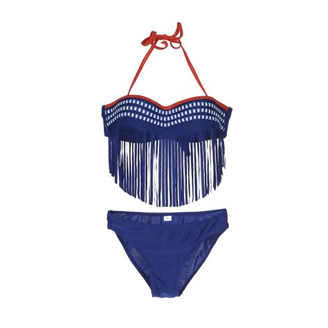 2018 New Sexy Summer Womens Tassels Bikini Set Bandage Push Up Padded