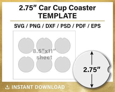 2 75 Inches Car Cup Coaster Template BLANK Template Car Etsy