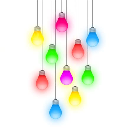 Colorful Hanging Light Bulb With Yellow Green Blue Red Magenta And