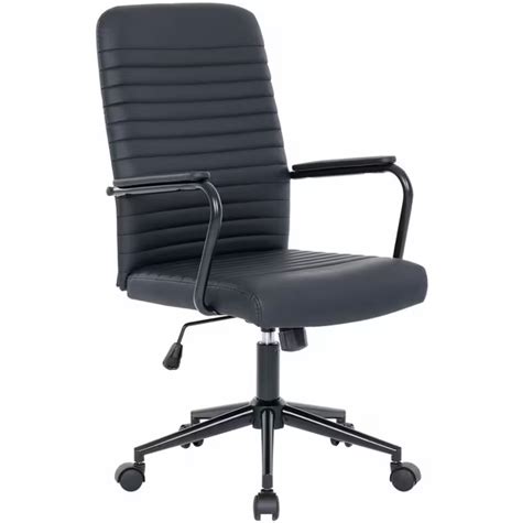 Ergonomic Typist Office Chair Black Faux Leather Salters Hire