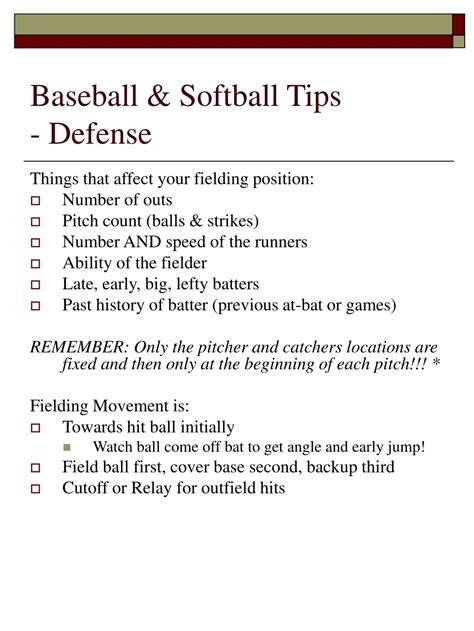 Ppt Baseball And Softball Tips Defense Powerpoint Presentation Id 5332499