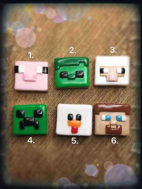 For Boygirl Gamer Polymer Clay Minecraft Tile Brooch Magnet Keyring